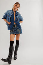 Linen Ruffled Long-Sleeve Blouse