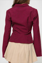 British Style Striped Button Front Lightweight Blouse