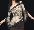 Vintage Asymmetrical Bow Sheer Top