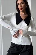 Color Block Polo Knit Sweater