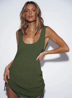 Crochet backless swimsuit cover-up scoop neck knitted beach tank top