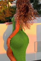 Bodycon Side Slit Slip Dress