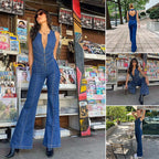 Heart Shaped Backless Denim Jumpsuit