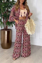 Unique bold floral print two piece set
