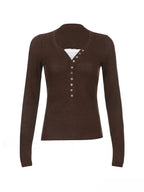 Lace Paneled Graceful Brown Tank Top