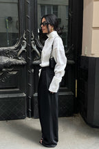 Minimalist Satin Turtleneck Blouse