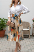 Oil Painting Print Shirt Dress