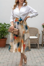 Oil Painting Print Shirt Dress
