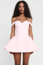 Contrast Bustier Ruffle Cocktail Dress