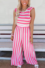 Striped crew neck sleeveless tracksuit