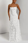 Elegant Backless Brocade Lace Cami Tie Boho Dress