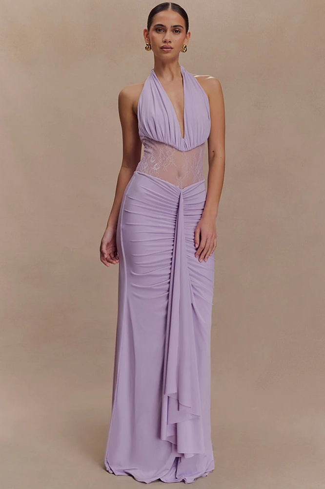 JULISSA MO Patchwork See Through Maxi Dress