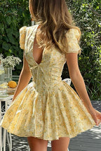 Ruffled V-Neck Floral Dress