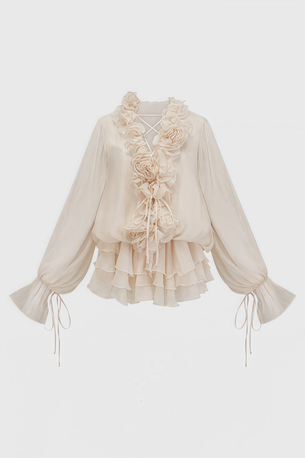 Elsonv 3D Floral Lantern Sleeve Mini Dress