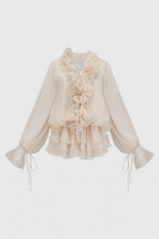 Elsonv 3D Floral Lantern Sleeve Mini Dress