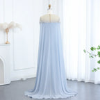 Crystal Baby Blue Evening Dress with Cape Kaftan Gowns Customized