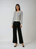 Classic Stripe Button-Up Knitted Cardigan