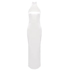 High Neck Satin Bareback Sleeveless Long Dress