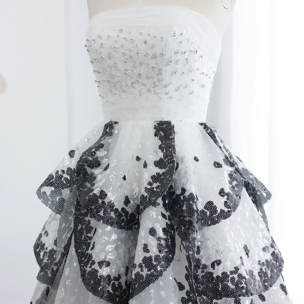 Ruffles Ball Gown Tulle Evening Dress Customized