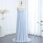 Crystal Baby Blue Evening Dress with Cape Kaftan Gowns Customized