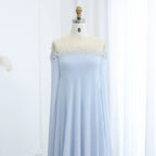 Crystal Baby Blue Evening Dress with Cape Kaftan Gowns Customized