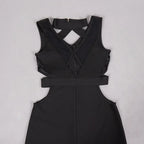 Black Mesh Patchwork Hollow Long Dress