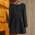 Square Neck Knitted Diamond Mini Dress
