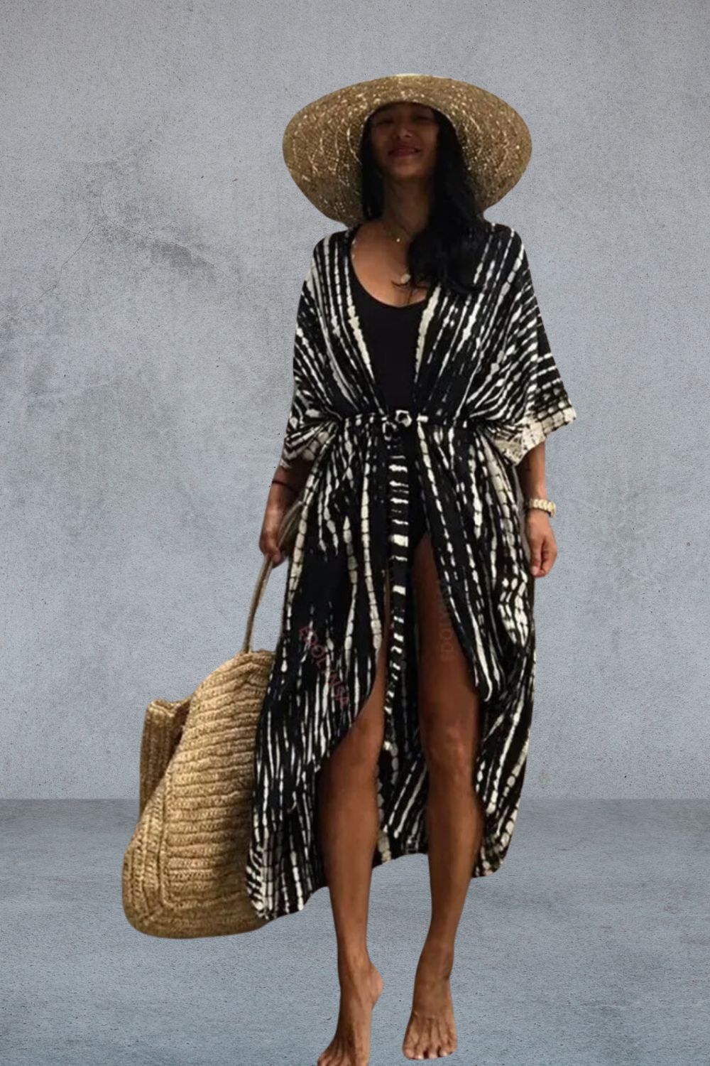 Ivette Statement Airy Striped Beach Dress Designer Edit