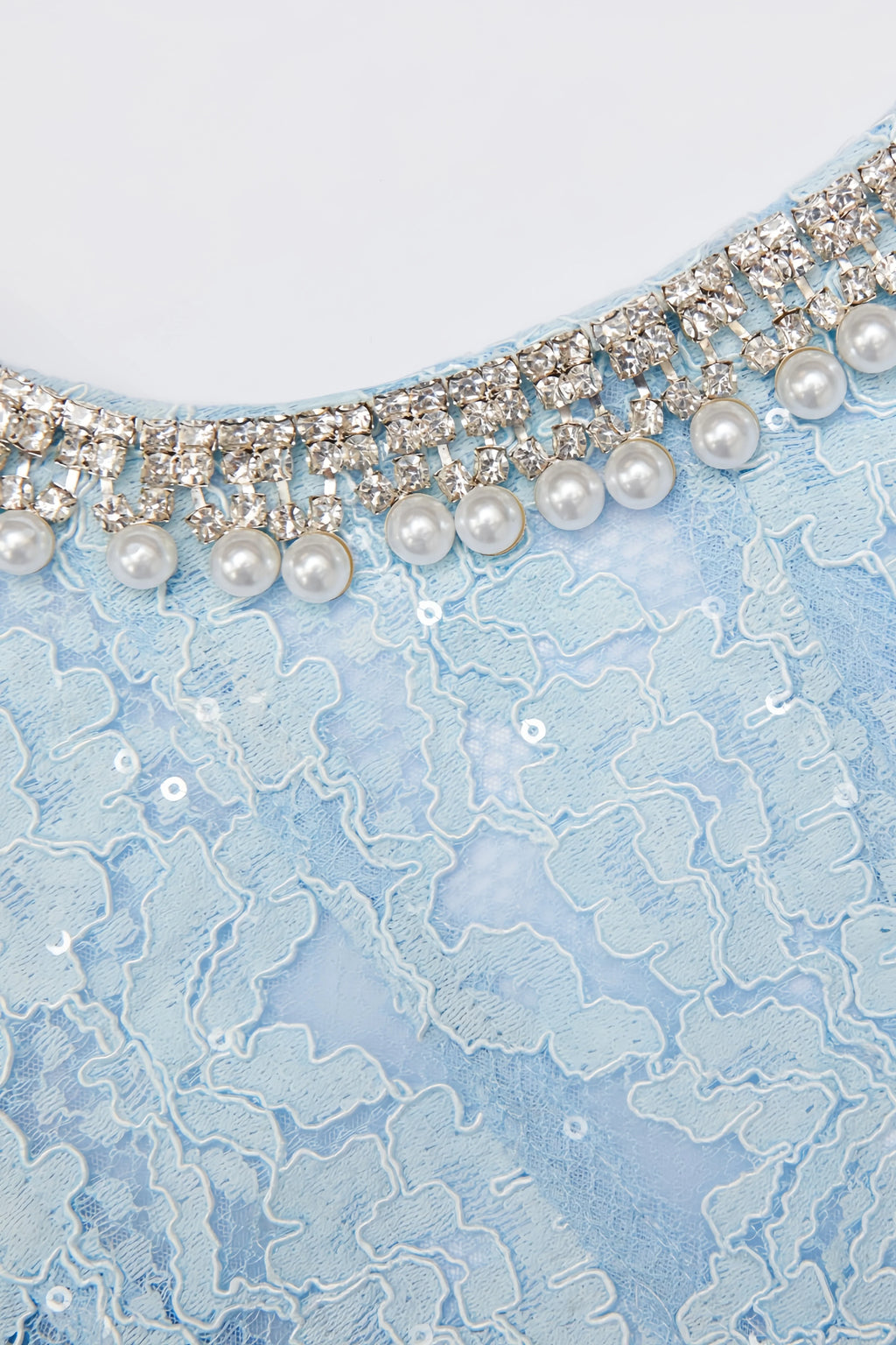 Chantal Blue Lace Embellished Midi Dress