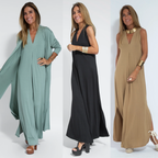 Paulette Aesthetic Long Dress with Vest Chic Silhouette Collection