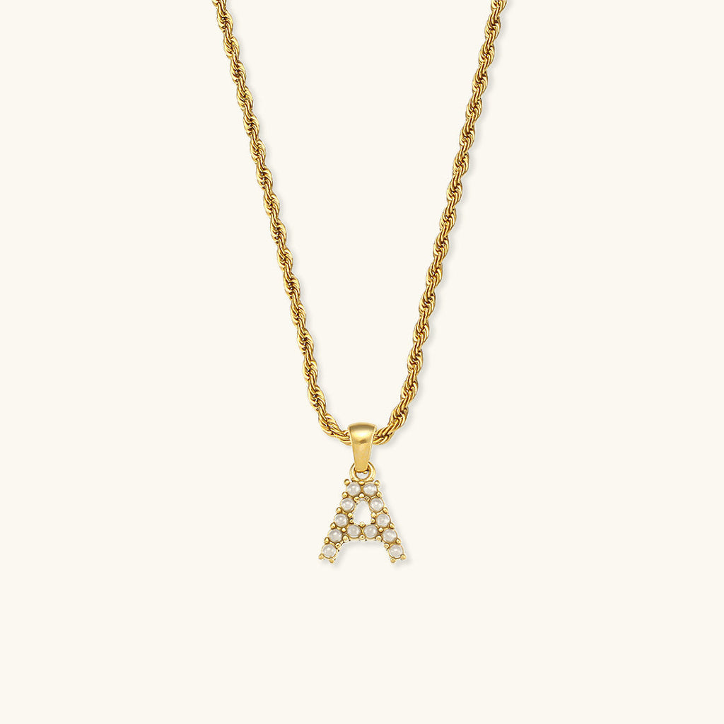 Aurora Pearl Initial Necklace