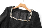 Square Neck Knitted Diamond Mini Dress