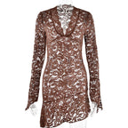 DressBetty - 2024 Hottie Outfit Streetwear Asymmetrical Flare Sleeve Lace Dress
