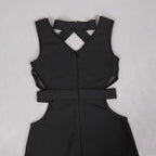 Black Mesh Patchwork Hollow Long Dress