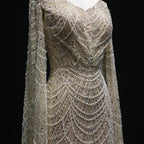 White Feather Mermaid Evening Dresses Cape Sleeves
