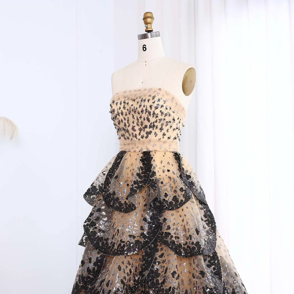 Ruffles Ball Gown Tulle Evening Dress Customized