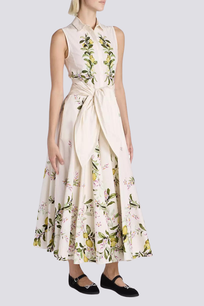 Pilar Timeless Sleeveless Maxi Dress with Floral Bow Evening Wear Edit