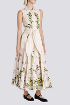 Ileana Aesthetic Sleeveless Maxi Dress with Floral Bow Statement Occasion Edit