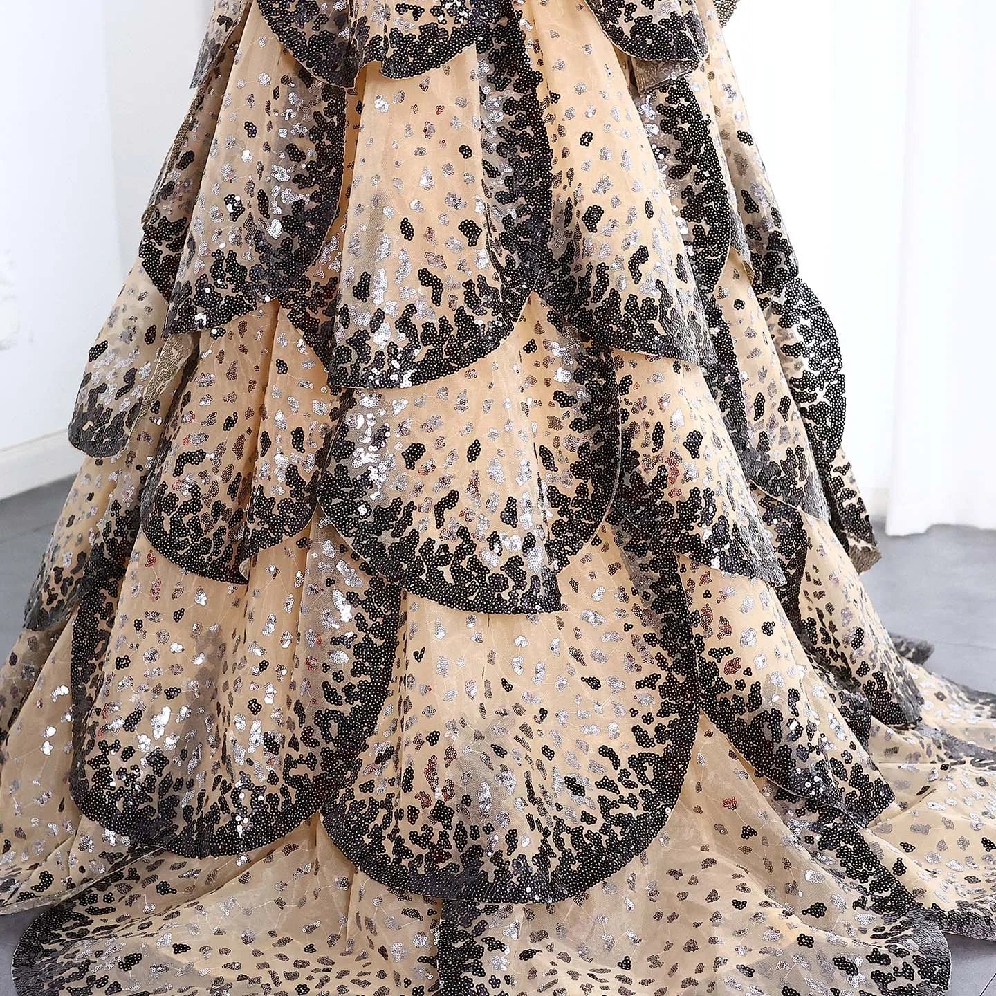 Ruffles Ball Gown Tulle Evening Dress Customized