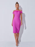 Aeliana Off Shoulder Feather Corset Bandage Dress