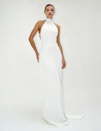 High Neck Satin Bareback Sleeveless Long Dress