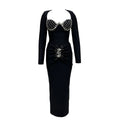 Affordable Luxury Socialite Drilling Bandage One Piece Dress Slim Fit Elegant Formal Dress