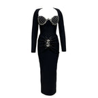 Affordable Luxury Socialite Drilling Bandage One Piece Dress Slim Fit Elegant Formal Dress