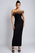 Omi One Shoulder Flowers Bandage Midi Dress