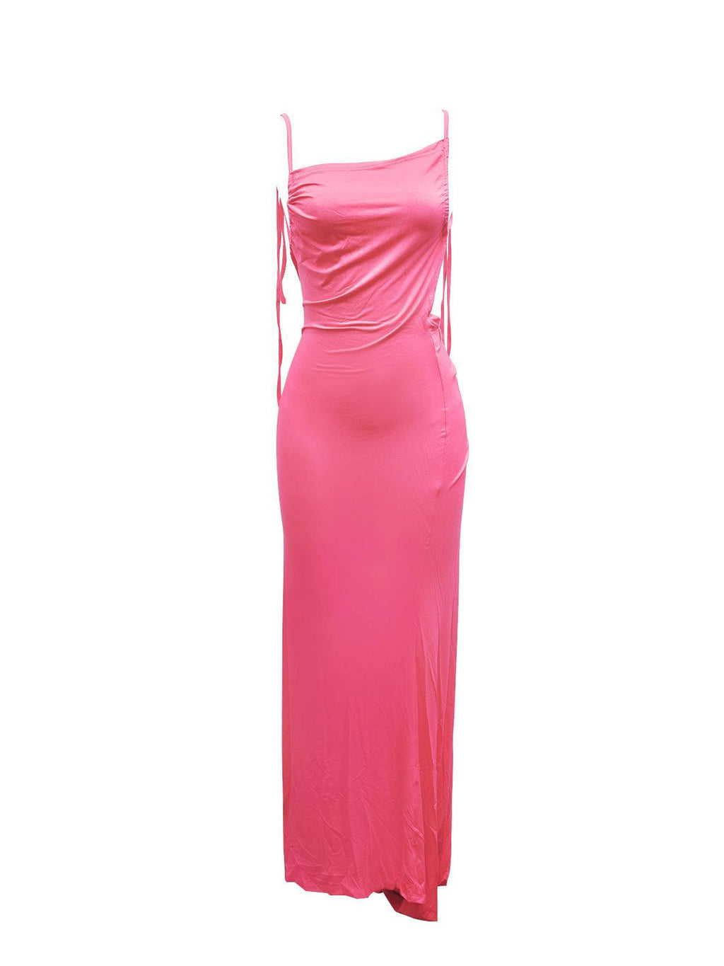 Agatha Backless Ruched Maxi Dress In Pink