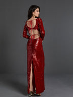 Ailana Long Sleeve Sequin Cutout Maxi Dress