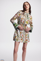 Zaida Exclusive Long Sleeved Paisley Mini Dress Evening Wear Edit