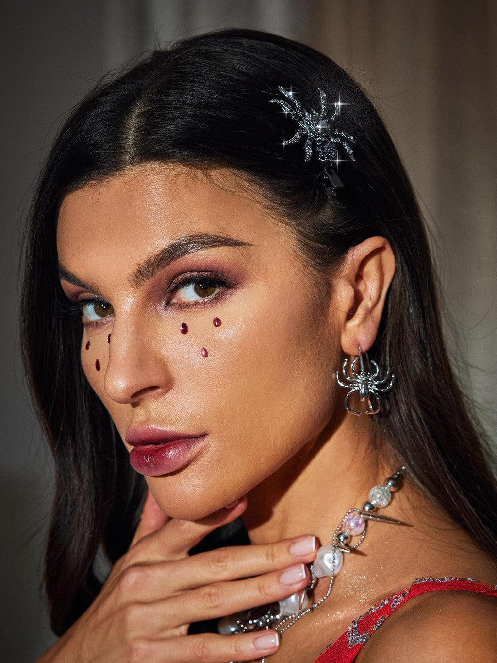 Crystal Spider Barrettes