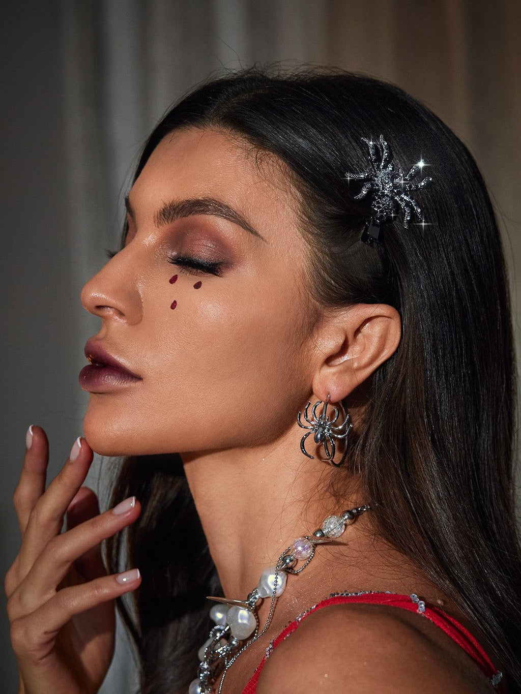 Crystal Spider Barrettes