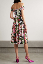 Rosa Timeless Off the Shoulder Floral Midi Dress Boutique Collection